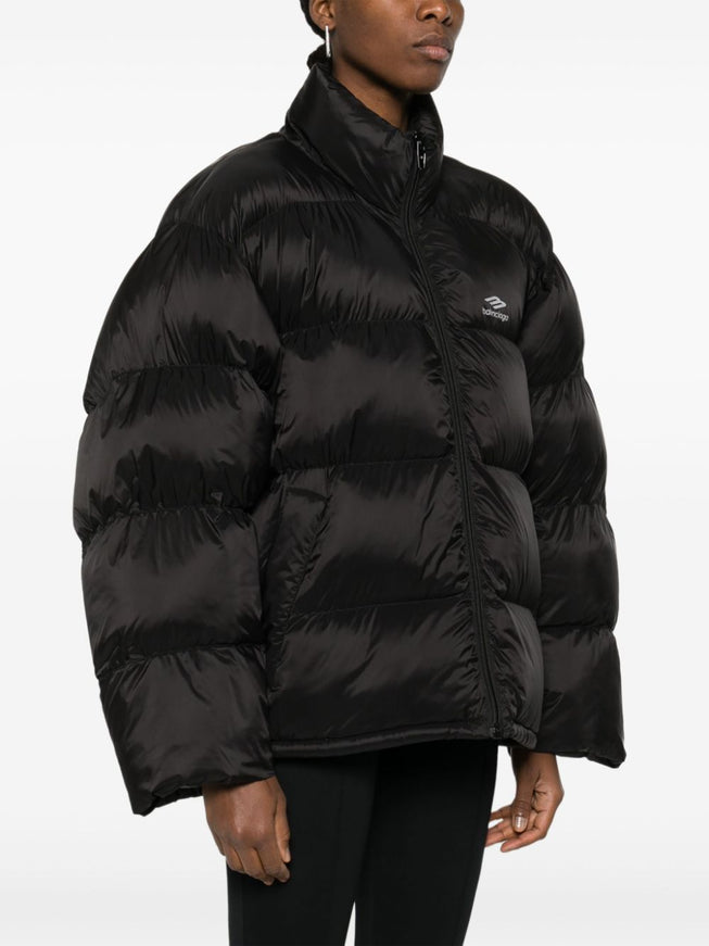 Balenciaga Black Nylon Down Jacket With Logo