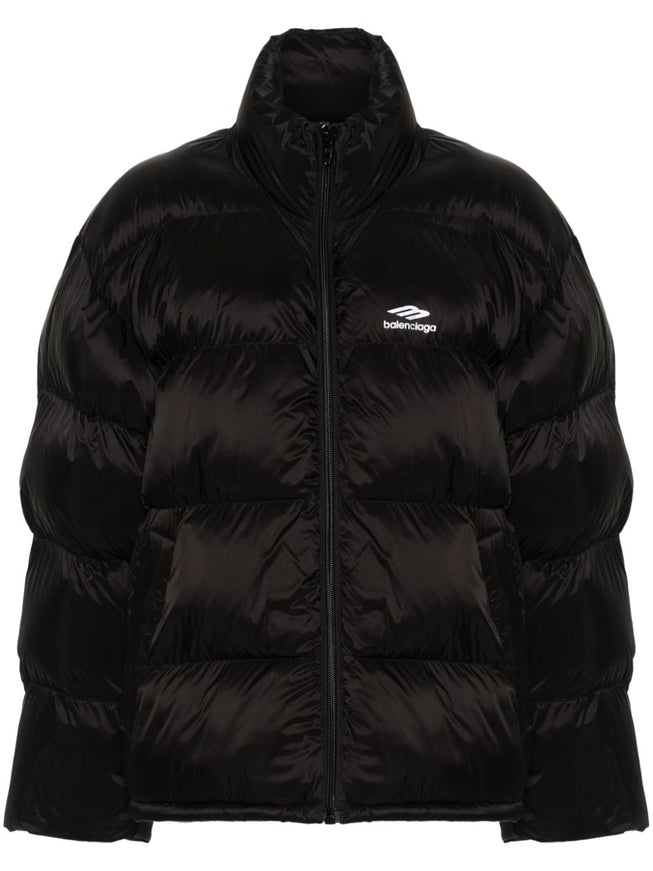 Balenciaga Black Nylon Down Jacket With Logo