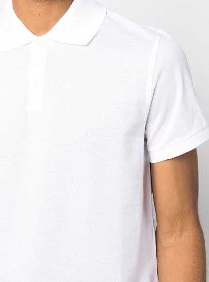 Saint Laurent White Piqué Polo Tee