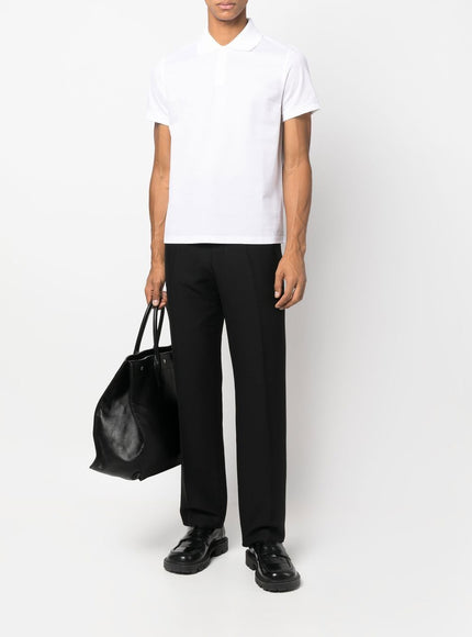 Saint Laurent White Piqué Polo Tee