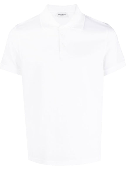 Saint Laurent White Piqué Polo Tee