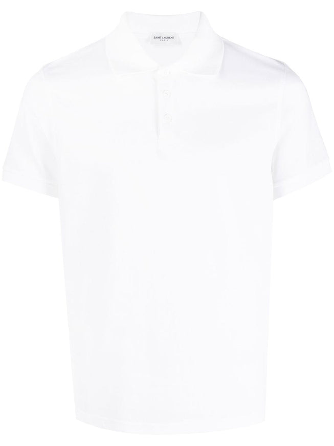 Saint Laurent White Piqué Polo Tee