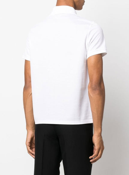 Saint Laurent White Piqué Polo Tee