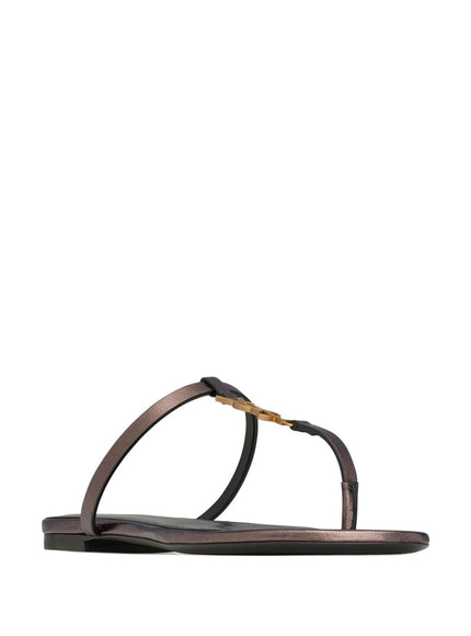 Saint Laurent Cassandra Leather YSL Thong Sandals