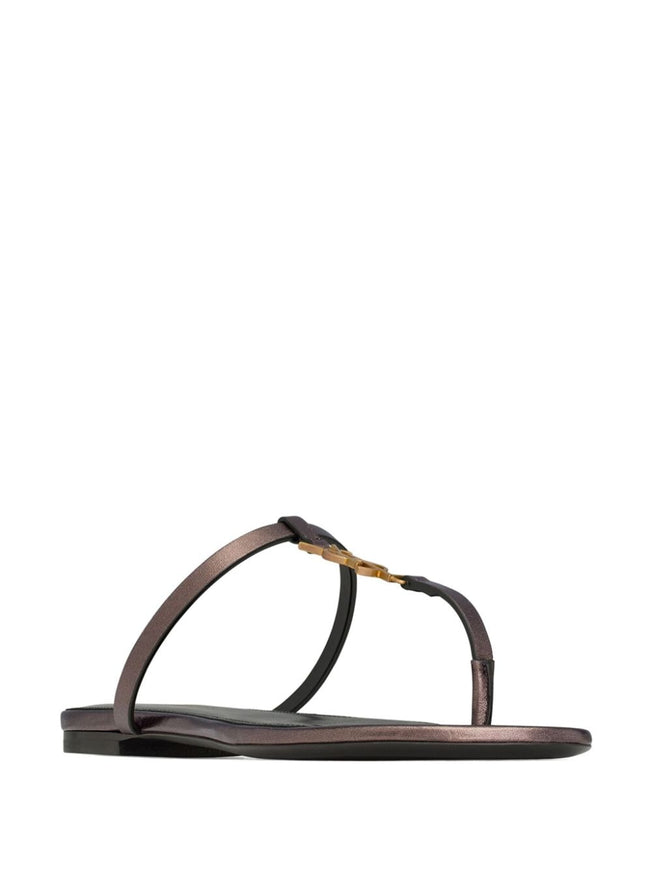 Saint Laurent Cassandra Leather YSL Thong Sandals