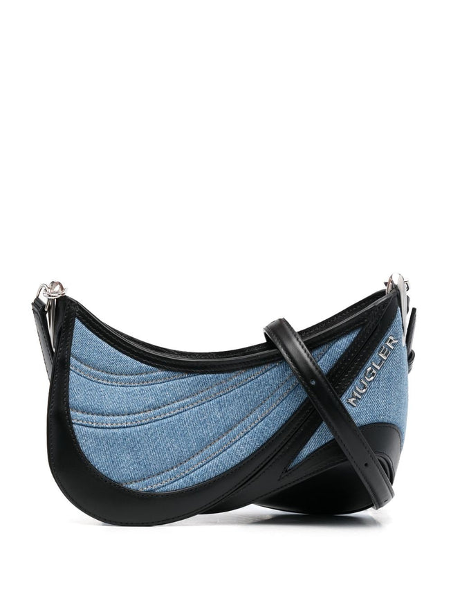 Mugler Medium Denim Spiral Curve 01 Denim Shoulder Bag