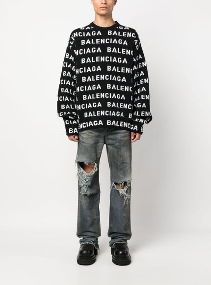 Balenciaga Jacquard Logo Sweater in Black