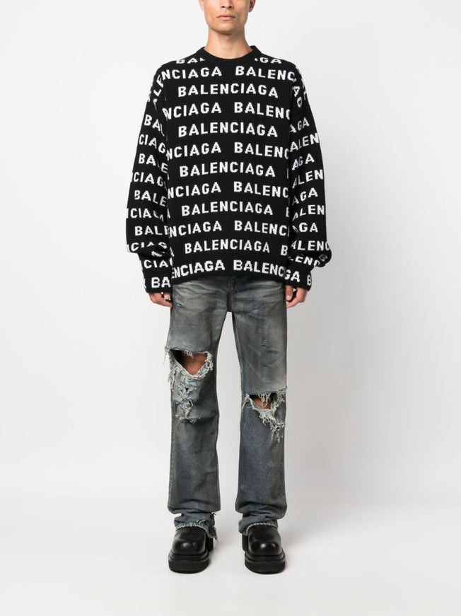 Balenciaga Jacquard Logo Sweater in Black