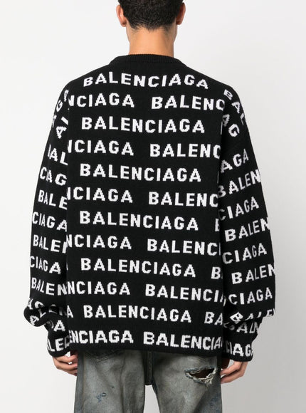 Balenciaga Jacquard Logo Sweater in Black