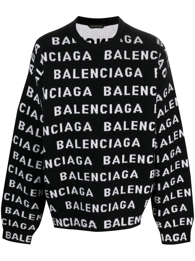 Balenciaga Jacquard Logo Sweater in Black