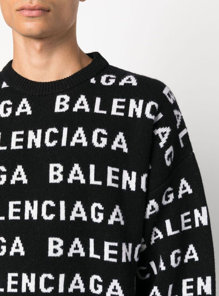 Balenciaga Jacquard Logo Sweater in Black