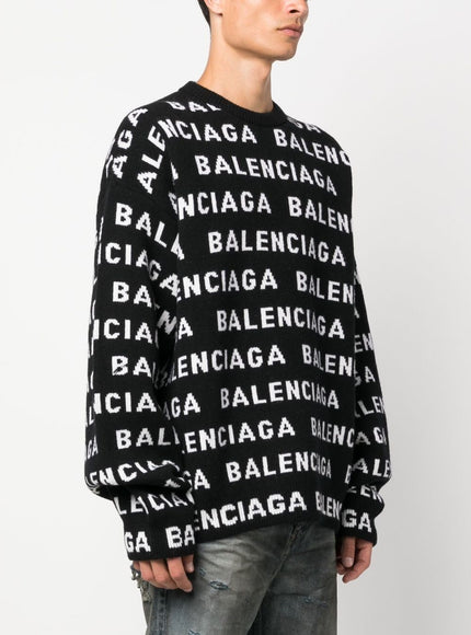 Balenciaga Jacquard Logo Sweater in Black