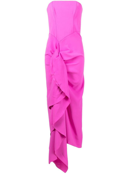 Solace Thalia Draped Dress In Fuchsia