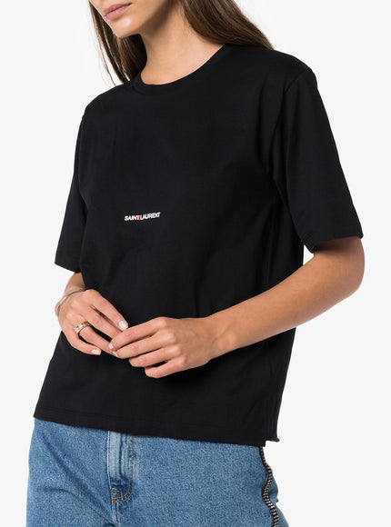 Saint Laurent Logo Print T-shirt In Black