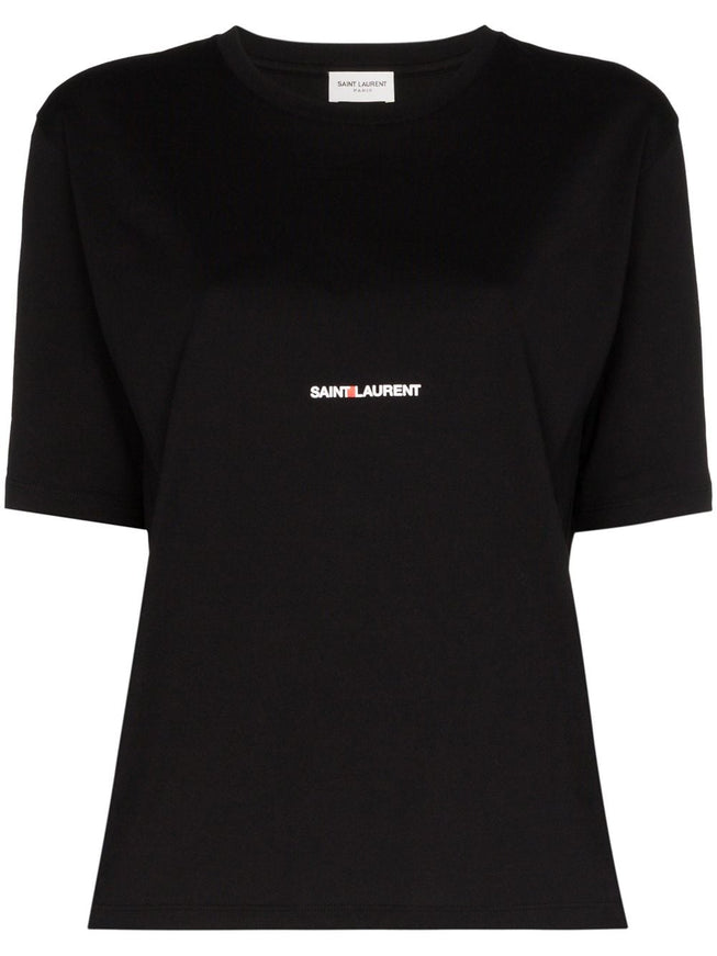 Saint Laurent Logo Print T-shirt In Black