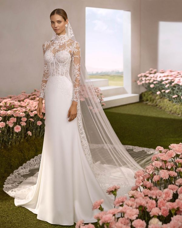 Reflejo – High Neck Lace Illusion Wedding Gown