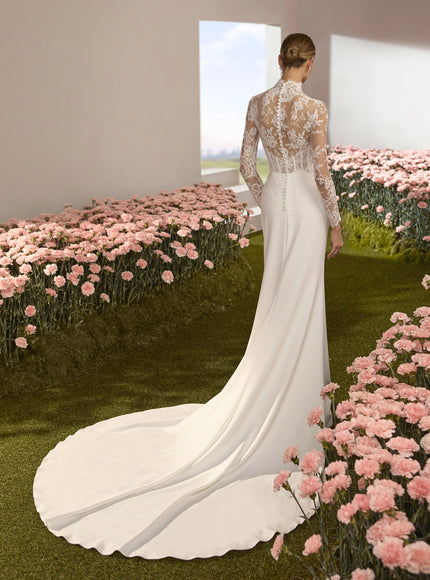 Reflejo – High Neck Lace Illusion Wedding Gown
