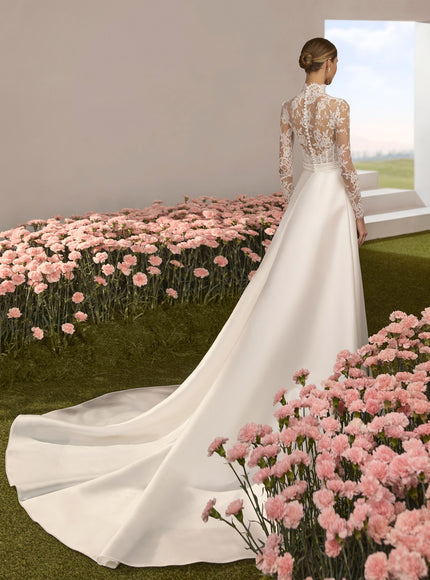 Reflejo – High Neck Lace Illusion Wedding Gown