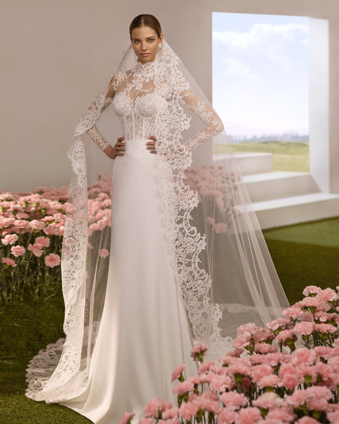 Reflejo – High Neck Lace Illusion Wedding Gown