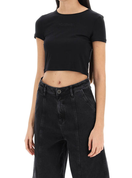 Rotate Cropped Top With Rhinestone Logo