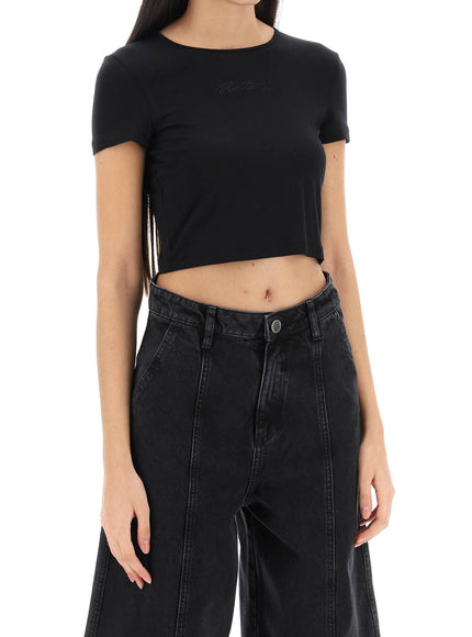 Rotate Cropped Top With Rhinestone Logo