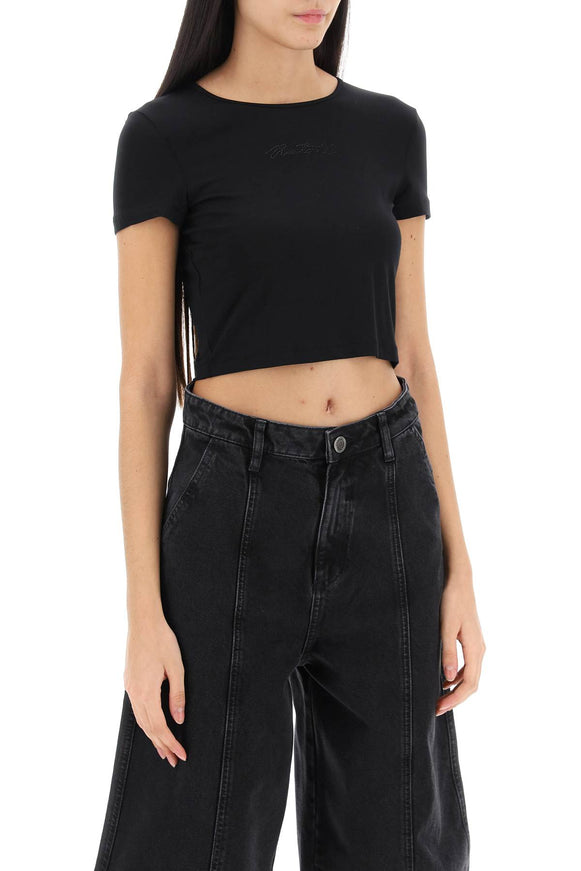 Rotate Cropped Top With Rhinestone Logo