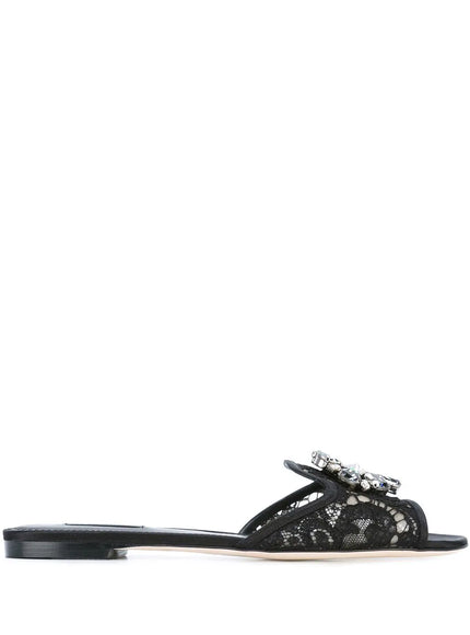 Dolce & Gabbana Embellished Lace Flat Sandals