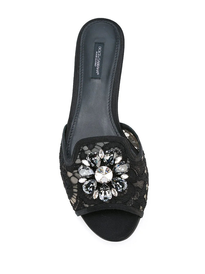 Dolce & Gabbana Embellished Lace Flat Sandals