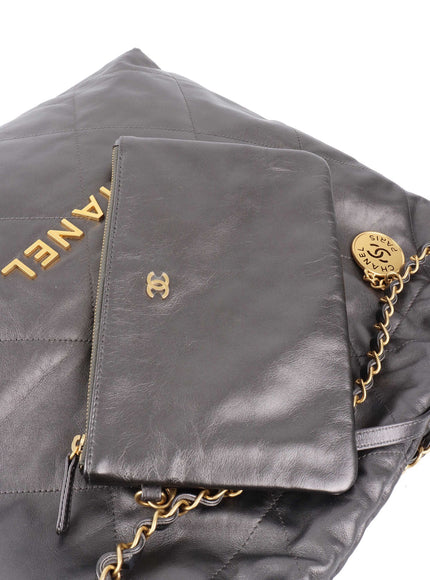 Chanel 22 Small Hobo Bag in Dark Grey Quilted Leather