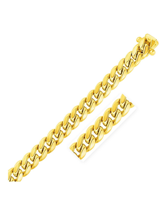 11mm 14k Yellow Gold Semi Solid Miami Cuban Bracelet - Ellie Belle