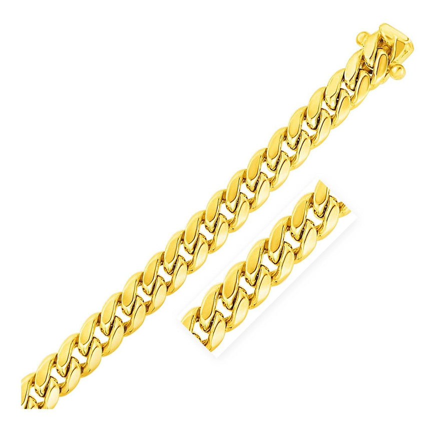 11mm 14k Yellow Gold Semi Solid Miami Cuban Bracelet - Ellie Belle