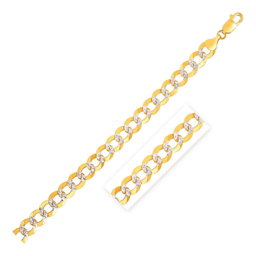 12.18 mm 14k Two Tone Gold Pave Curb Bracelet - Ellie Belle