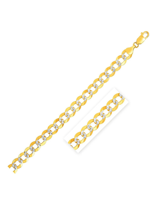 12.18 mm 14k Two Tone Gold Pave Curb Chain - Ellie Belle