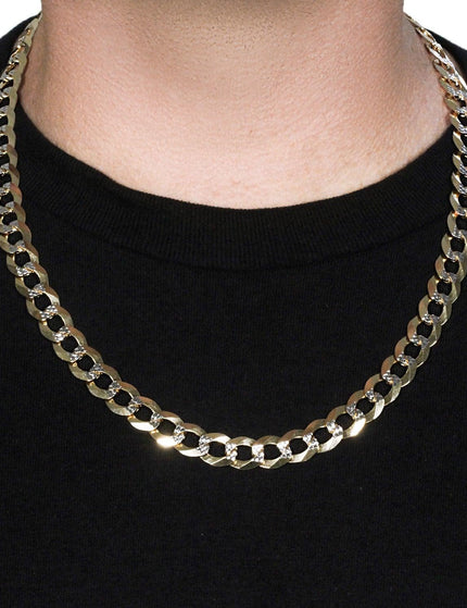 12.18 mm 14k Two Tone Gold Pave Curb Chain - Ellie Belle