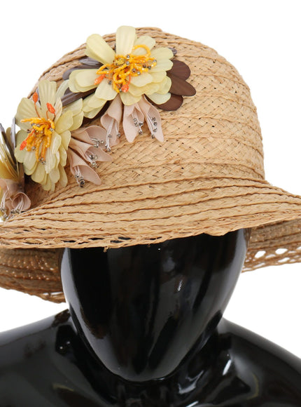 Dolce & Gabbana beige floral bucket hat front view