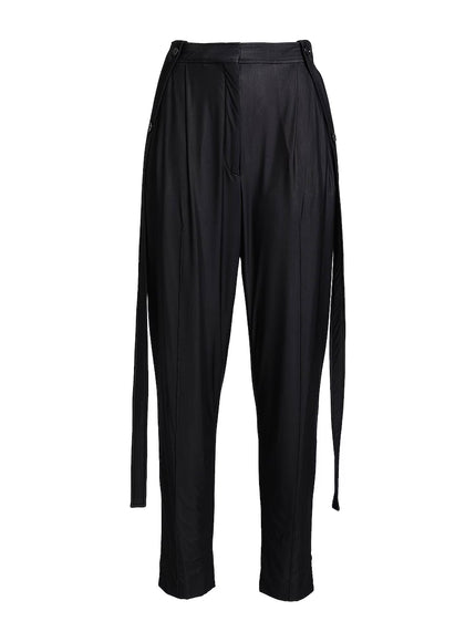 Burberry Black High-Rise Tapered Pants with Side Strap Detail
