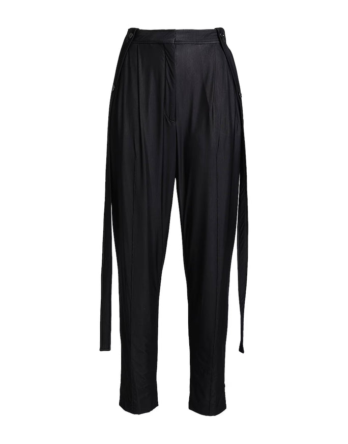 Burberry Black High-Rise Tapered Pants with Side Strap Detail
