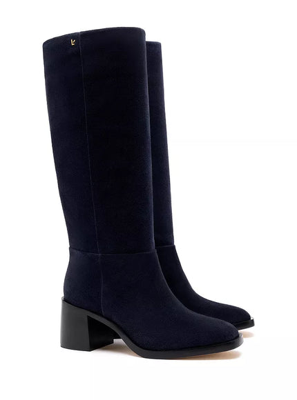 Larroude Ricky Boot In Blue Dress Suede