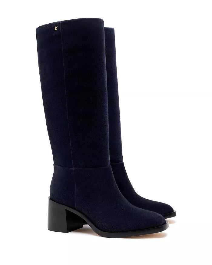 Larroude Ricky Boot In Blue Dress Suede