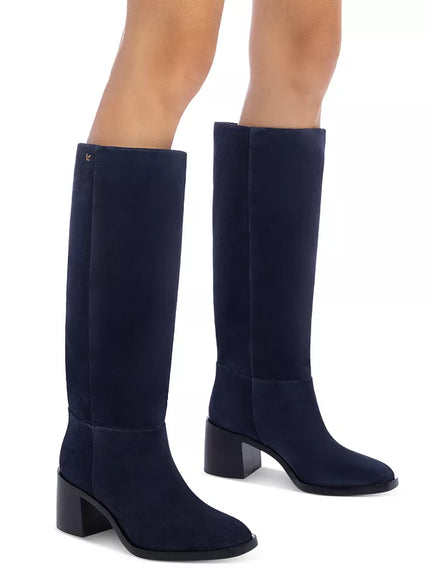 Larroude Ricky Boot In Blue Dress Suede