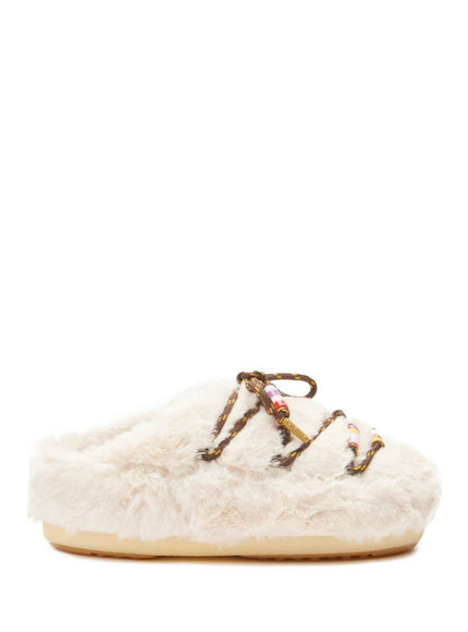 Moon Boot faux fur mules with beads