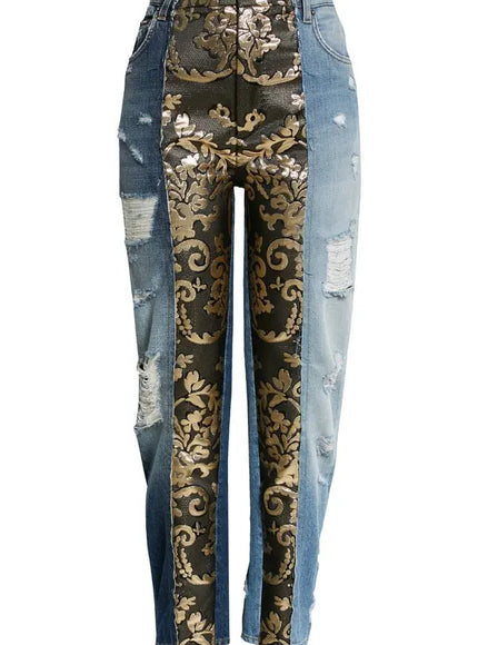 Dolce & Gabbana Baroque-Panel Tapered Jeans
