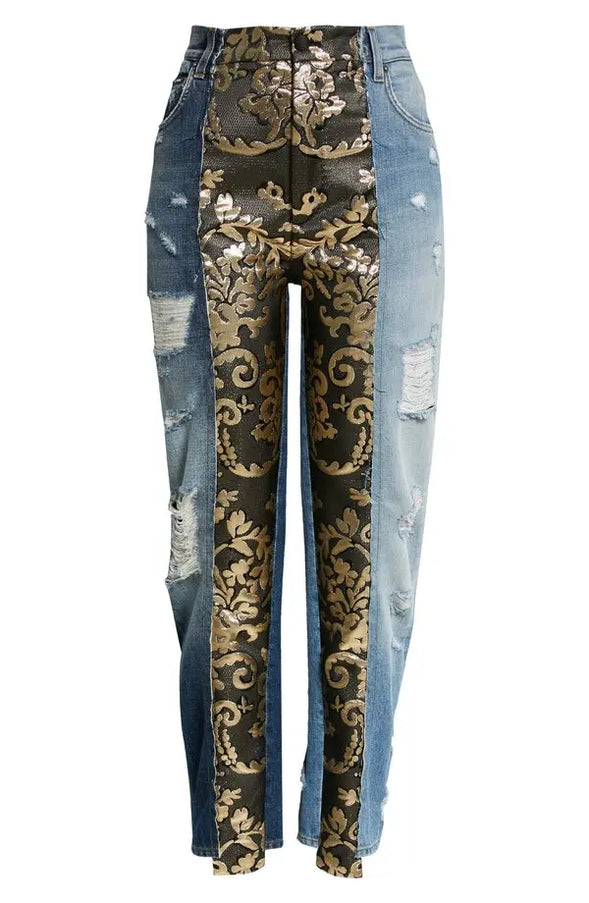 Dolce & Gabbana Baroque-Panel Tapered Jeans