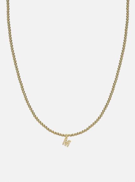 Zoe Lev 14K Gold Mini Diamond Initial Bead Necklace
