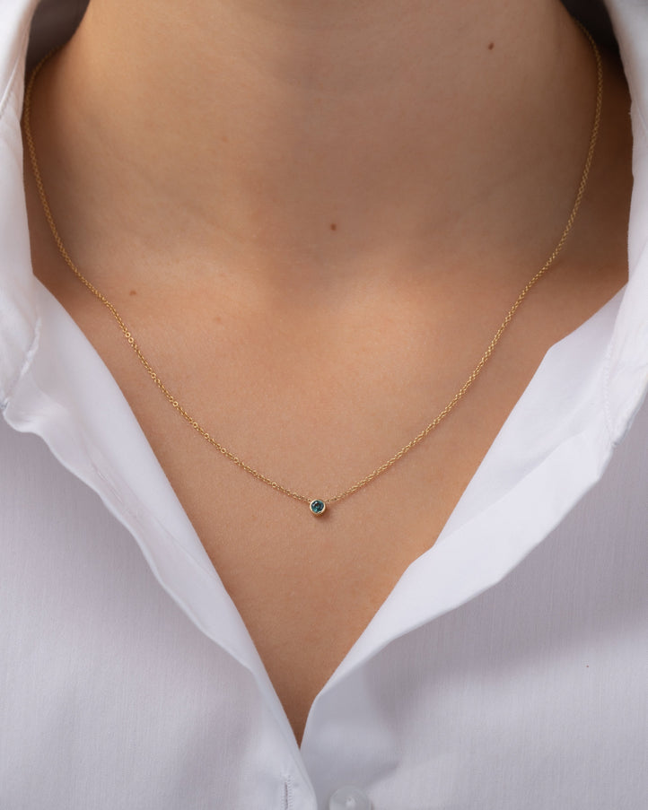 Zoe Lev 14K Gold Bezel Birthstone Necklace