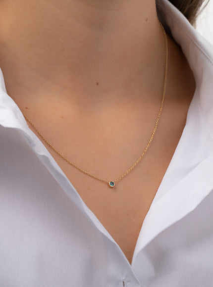 Zoe Lev 14K Gold Bezel Birthstone Necklace