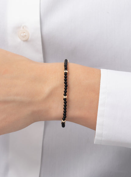 Zoe Lev 14K Gold Black Onyx Segment Bead Bracelet