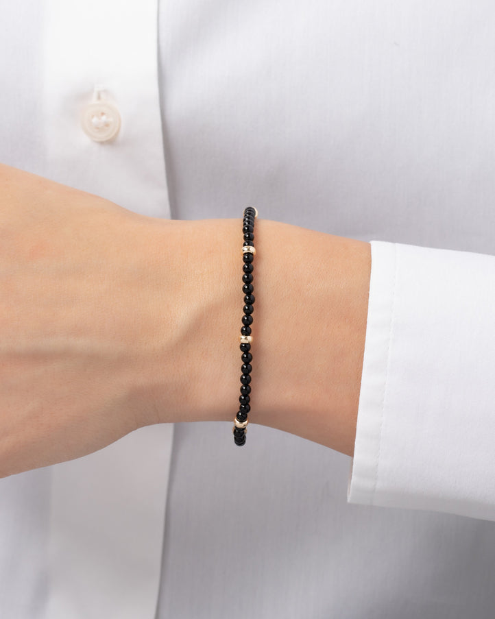 Zoe Lev 14K Gold Black Onyx Segment Bead Bracelet