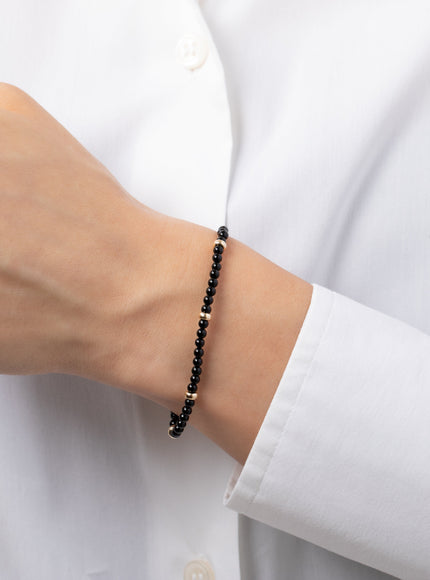 Zoe Lev 14K Gold Black Onyx Segment Bead Bracelet