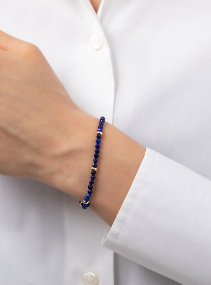 Zoe Lev 14K Gold Blue Lapis Segment Bead Bracelet